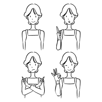 Female pose set in an apron Female pose set in an apron