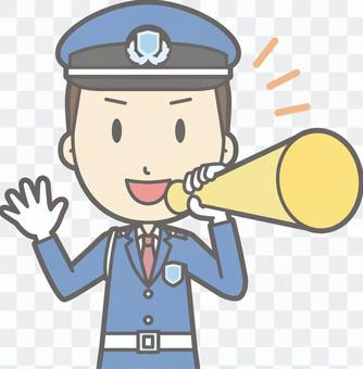 Security guard - megaphone - bust Security guard - megaphone - bust