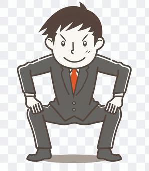 Men's suit stepping on all fours Men's suit stepping on all fours