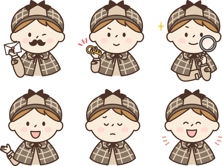 Child detective icon set boy 2 Child detective icon set boy 2