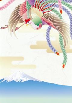 Phoenix _ Japanese paper background _ Mt. Fuji Phoenix _ Japanese paper background _ Mt. Fuji