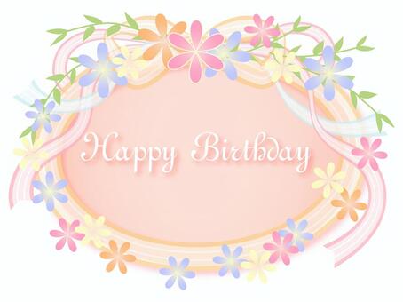 Birthday card ~ Flowers and ribbon ~ Birthday card ~ Flowers and ribbon ~