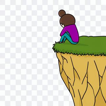 Woman sitting on a cliff Woman sitting on a cliff