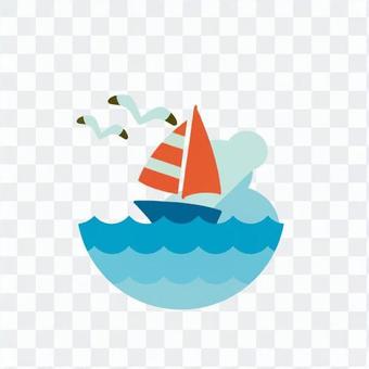 Sea and sailboat Sea and sailboat