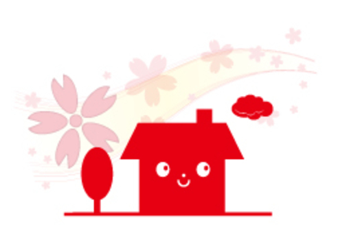 Cherry blossom dwelling (front) _ red Cherry blossom dwelling (front) _ red