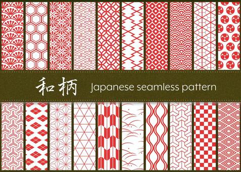 Japanese Pattern Seamless Pattern Set (Red) Japanese Pattern Seamless Pattern Set (Red)