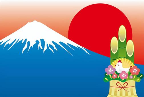 New Year's cards Fuji and Kadoma and sunrise template New Year's cards Fuji and Kadoma and sunrise template