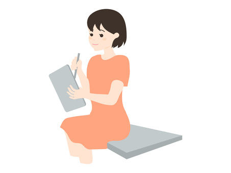 Questionnaire Woman answering the questionnaire Questionnaire Woman answering the questionnaire