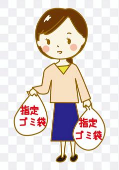 Woman putting out garbage Woman putting out garbage