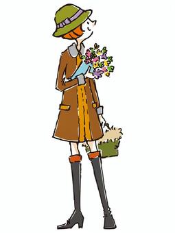 A girl with a bouquet A girl with a bouquet