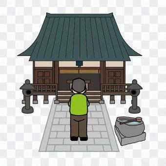 Temple and male worshipers Temple and male worshipers