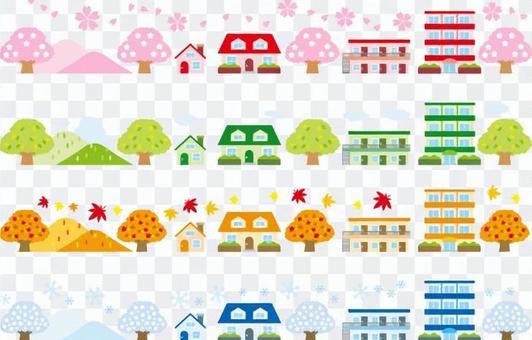 Seasonal scenery set Seasonal scenery set