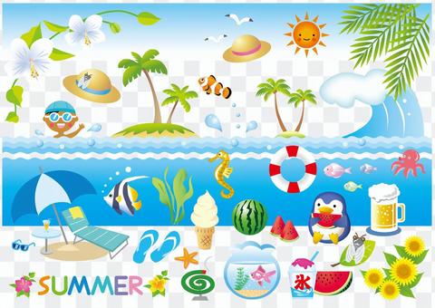 Various summer item (white borderless version) version Various summer item (white borderless version) version