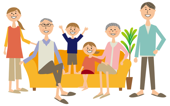 3 generation family sitting on the sofa 3 generation family sitting on the sofa