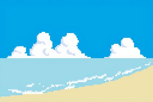 Dot painting background material sea sky beach Dot painting background material sea sky beach