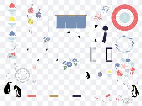 Summer fashionable Japanese design material set 03 Summer fashionable Japanese design material set 03