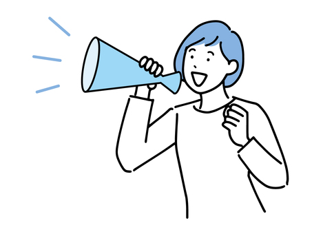 A woman cheering with a megaphone A woman cheering with a megaphone