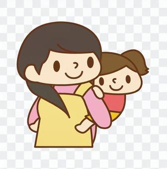 Girl with a piggyback holder Girl with a piggyback holder