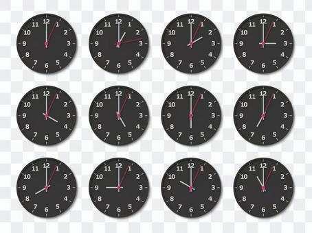数字表示のある時計(黒)セット 数字表示のある時計(黒)セット