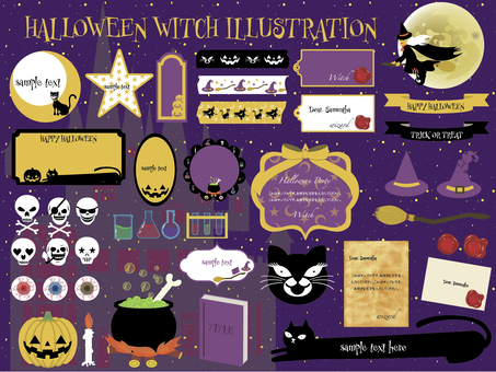 Halloween witch label frameset Halloween witch label frameset