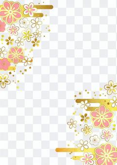 Pink Japanese flower and cloud frame vertical transparent ants Pink Japanese flower and cloud frame vertical transparent ants