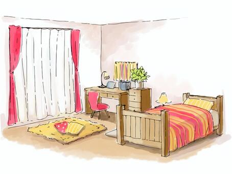 Sketch-like girl room Sketch-like girl room