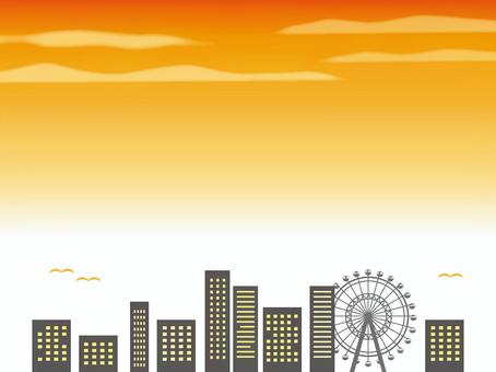 Scenery of sunset building and Ferris wheel Scenery of sunset building and Ferris wheel