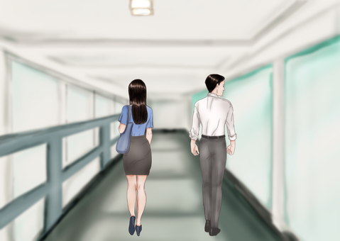 Office corridor (back view of men and women) Office corridor (back view of men and women)