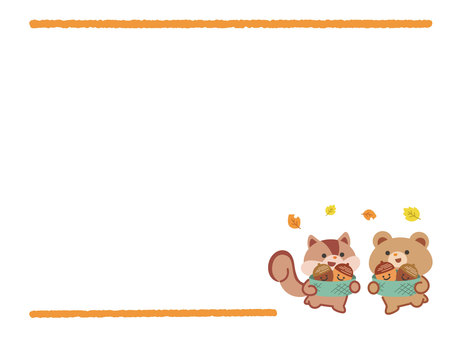 Autumn frame squirrel and bear Autumn frame squirrel and bear