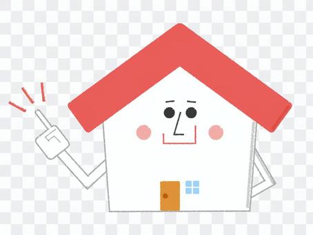 Home character finger pointing red Home character finger pointing red