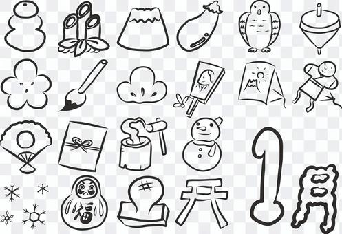 January material set black and white January material set black and white