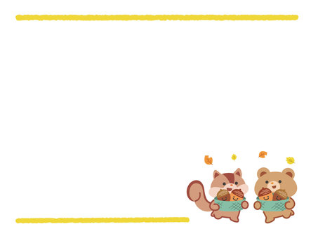 Autumn frame squirrel and bear Autumn frame squirrel and bear