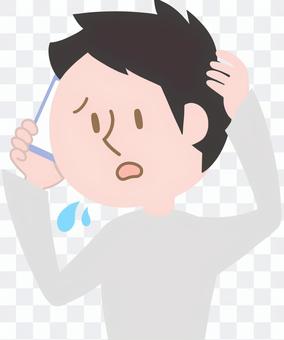 Troublesome facial expressions, phone calls, men Troublesome facial expressions, phone calls, men
