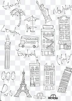 Illustrations of overseas loose postcards Illustrations of overseas loose postcards