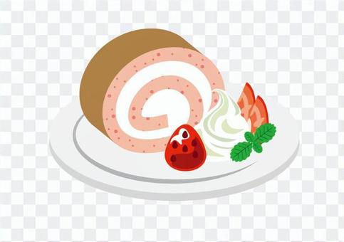 Roll cake strawberry cut Roll cake strawberry cut