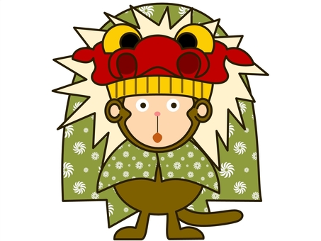 New Year's card material-monkey lion dance New Year's card material-monkey lion dance