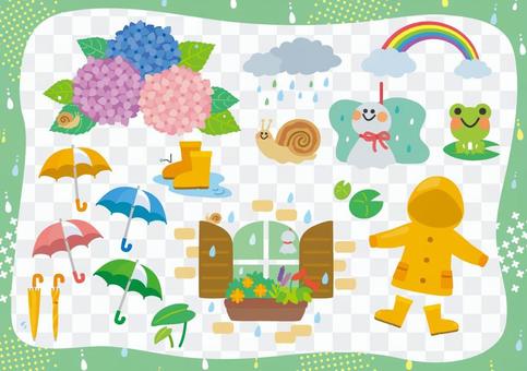 Illustration set of the rainy season Illustration set of the rainy season