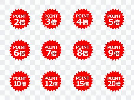 "Points 2 to 20 times" Red 2 "Points 2 to 20 times" Red 2