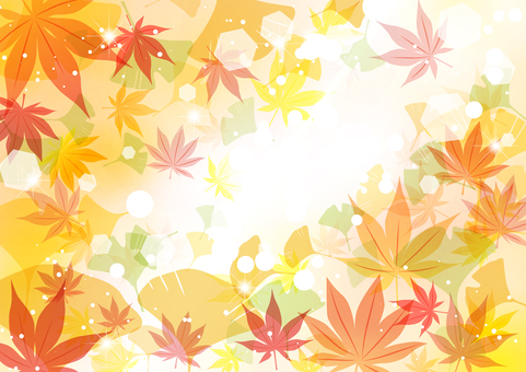 Normal version maple and ginkgo autumn leaves background Normal version maple and ginkgo autumn leaves background
