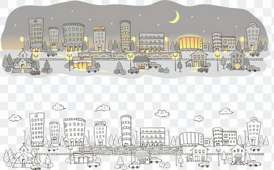 Cityscape _ night and line drawing Cityscape _ night and line drawing
