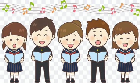 Uniform men and women 5 people _ chorus horizontal 1 column Uniform men and women 5 people _ chorus horizontal 1 column