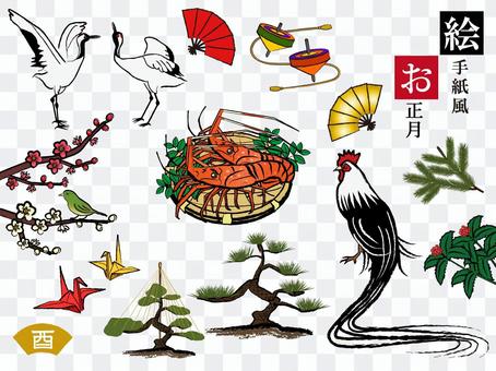 Japanese style New Year's cards and New Year material Japanese style New Year's cards and New Year material
