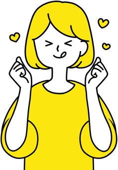 Woman wants to eat fun heart yellow Woman wants to eat fun heart yellow