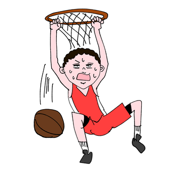 Comical illustration basketball dunk shoot Comical illustration basketball dunk shoot