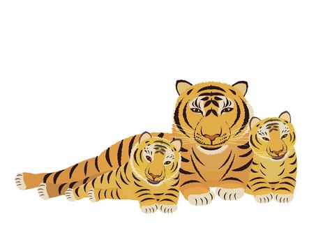 Tiger New Year's card Tiger parent and child Tiger New Year's card Tiger parent and child