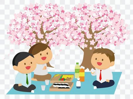 Employees doing cherry-blossom viewing Employees doing cherry-blossom viewing