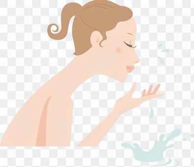 Woman _ Facial wash with water Woman _ Facial wash with water