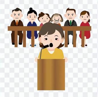 A woman in the audience seat and the testimonials A woman in the audience seat and the testimonials
