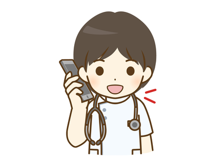 Young male nurse talking on the phone Young male nurse talking on the phone