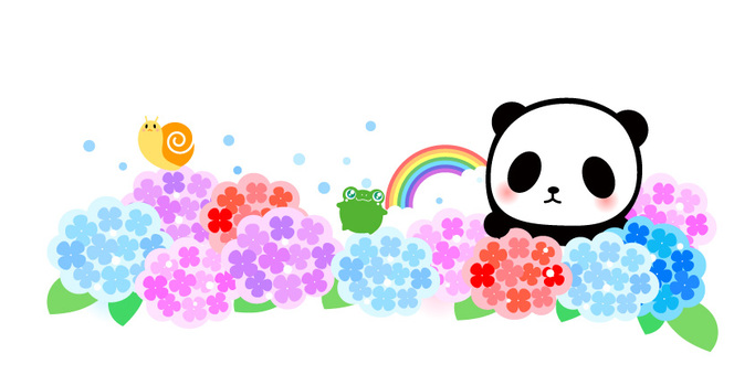 Panda with hydrangea Panda with hydrangea